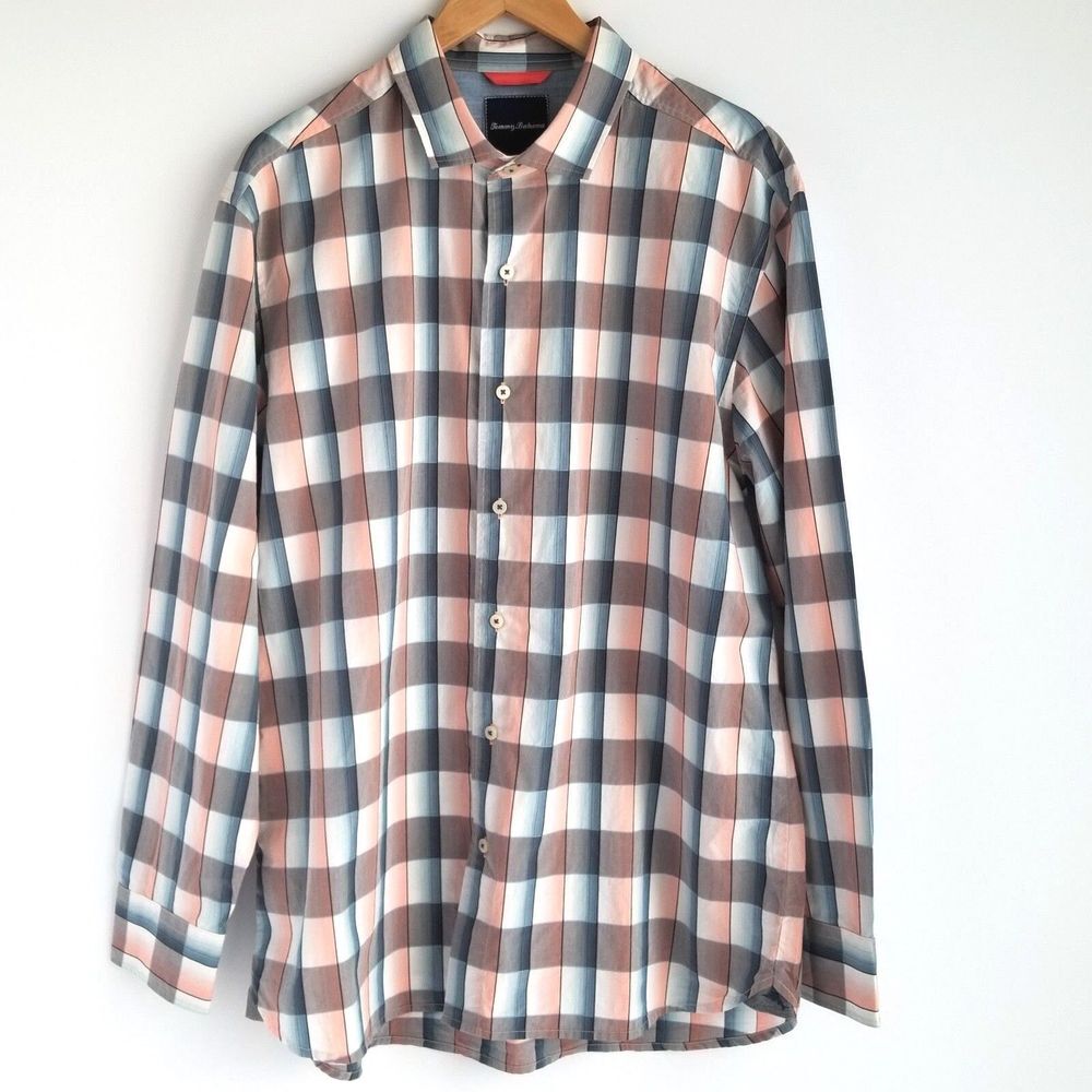 Tommy Bahama Button Up Shirt Mens L Long Sleeve Checkered